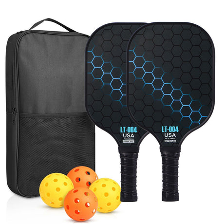 Blue Pickleball Set With 2 Paddles-4 Balls And Black Carrying Bag