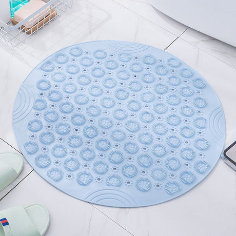 Blue Round Non-Slip Massage Bath Mat 30×30cm