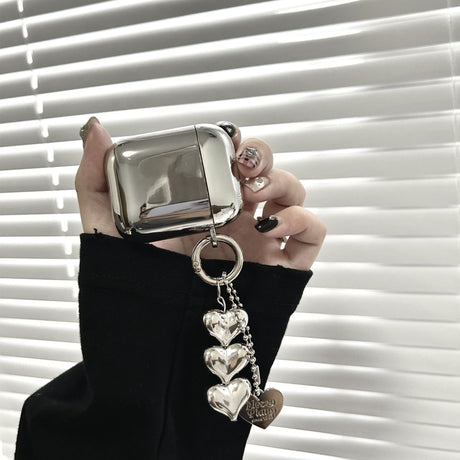 Electroplated solid color shell + 3 heart pendants AirPods 1/2