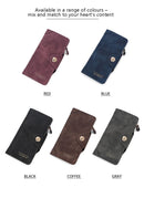 F309-12 Black Matte Long Wallet with Zipper and Magnet 2-Pack