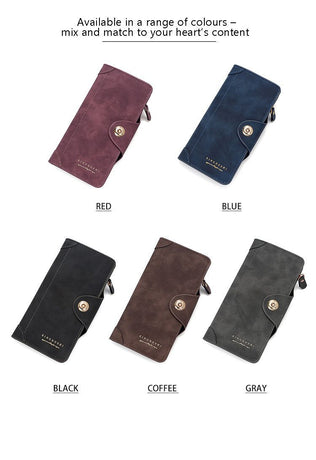 F309-12 Black Matte Long Wallet with Zipper and Magnet 2-Pack