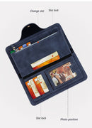 F309-12 Blue Matte Long Wallet with Zipper and Magnet 2-Pack