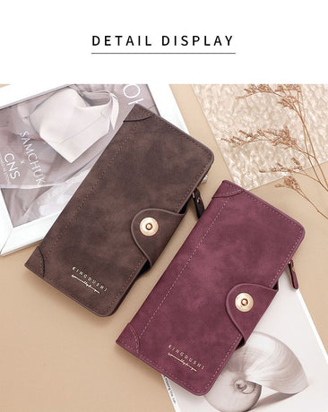 F309-12 Gray Matte Long Wallet with Zipper and Magnet 2-Pack
