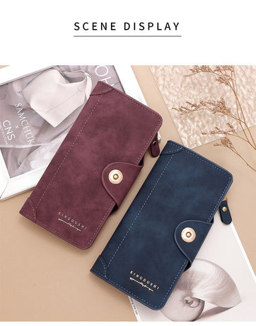 F309-12 Red Matte Long Wallet with Zipper and Magnet 2-Pack