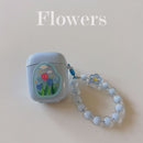 Floral patches + black base shell + colorful bracelet AirPods 3