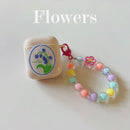 Floral patches + black base shell + colorful bracelet AirPods Pro 2