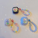 Floral patches + pink base shell + pink bracelet Apple AirPods 1/2