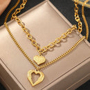 Gold Stainless Steel Angel Wing Heart Pendant Necklace 2-Pack C7247