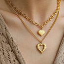 Gold Stainless Steel Angel Wing Heart Pendant Necklace 2-Pack C7247