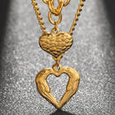 Gold Stainless Steel Angel Wing Heart Pendant Necklace 2-Pack C7247