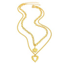 Gold Stainless Steel Angel Wing Heart Pendant Necklace 2-Pack C7247