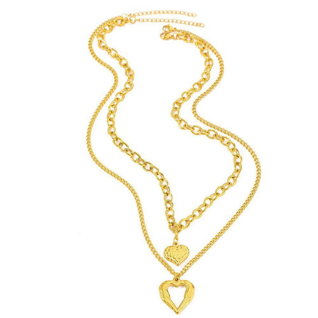 Gold Stainless Steel Angel Wing Heart Pendant Necklace 2-Pack C7247