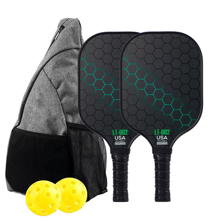 Green Pickleball Set with 2 Paddles-2 Balls And Triangular Carry Bag