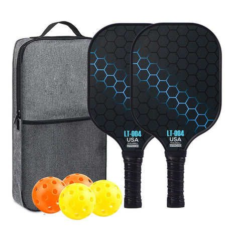 Green Pickleball Set With 2 Paddles-4 Balls And Gray Carrying Bag