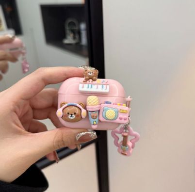 Music Bear Bluetooth Earphone Case + pendant AirPods 4