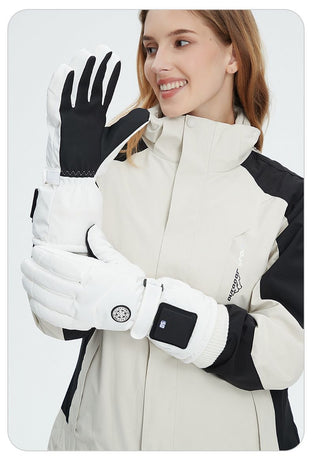 Outdoor Smart Heated Winter Gloves White