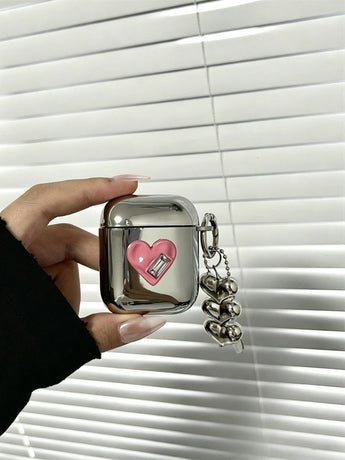 Pink Double Heart Electroplated Case + 3 Heart Charms AirPods 4