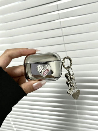 Pink Framed Heart Plated Case + 3 Heart Pendants AirPods Pro 2