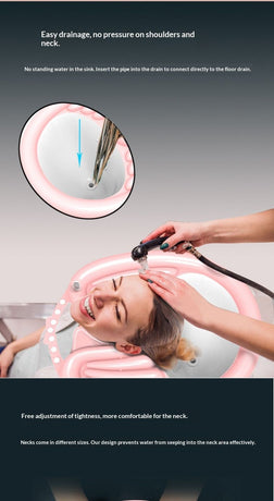 PinkHairWashingBasin+WaterproofRing+DrainBasket