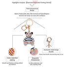 Purple Stripe Crystal Bear Keychain Cute Alloy Keyring Gift 2-Pack
