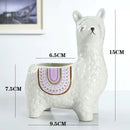 Red Ceramic Planter with Head Tilted Alpaca