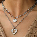 Silver Stainless Steel Angel Wing Heart Pendant Necklace 2-Pack C7248