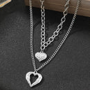 Silver Stainless Steel Angel Wing Heart Pendant Necklace 2-Pack C7248