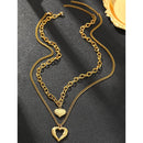 Silver Stainless Steel Angel Wing Heart Pendant Necklace 2-Pack C7248