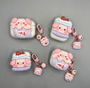 Strawberry Hat Pig Bluetooth Earphone Case + pendant AirPods 4