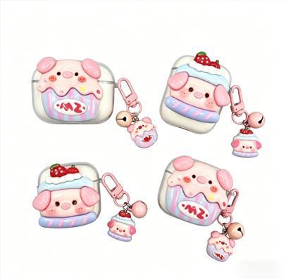 Strawberry Hat Pig Bluetooth Earphone Case + pendant AirPods Pro 3