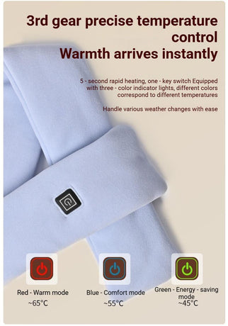 USB Rechargeable Graphene Heated Neck Warmer Light Blue