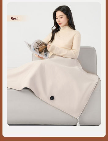 USB Washable Heated Shawl-No Power Bank Included-Apricot