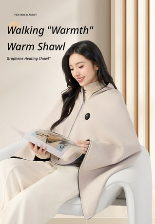USB Washable Heated Shawl-No Power Bank Included-Apricot