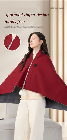 USB Washable Heated Shawl-No Power Bank Included-Apricot