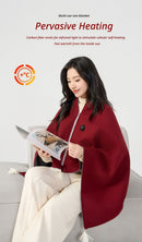 USB Washable Heated Shawl-No Power Bank Included-Red