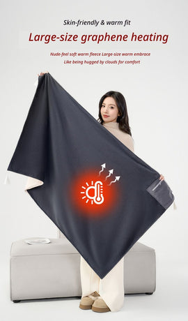 USB Washable Heated Shawl-No Power Bank Included-Red