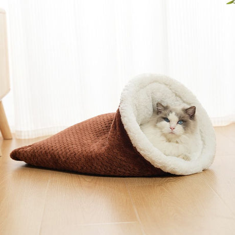 Warm Pet Bed for Cats and Dogs Upgraded Support Style Dark Brown
