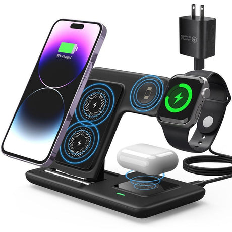 White 20W Foldable 3-in-1 Wireless Charger