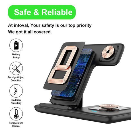 White 20W Foldable 3-in-1 Wireless Charger