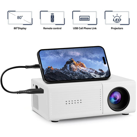 White M3S 1080P Mini Projector AU Plug Includes Manual