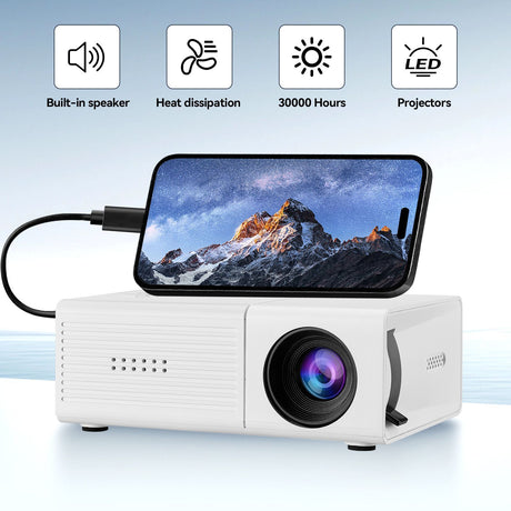 White M3S 1080P Mini Projector USB-Powered Version Includes Manual