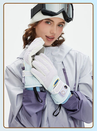 Windproof Water-Repellent Fleece-Lined Self-Heating Gloves Pink