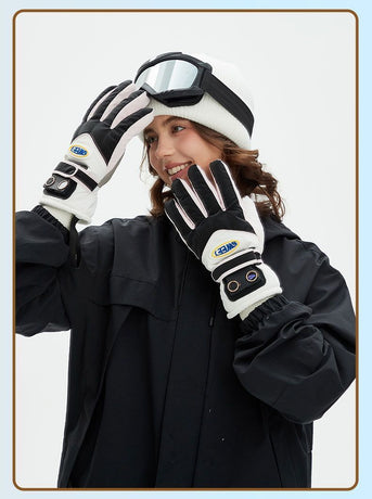 Windproof Water-Repellent Fleece-Lined Self-Heating Gloves Pink