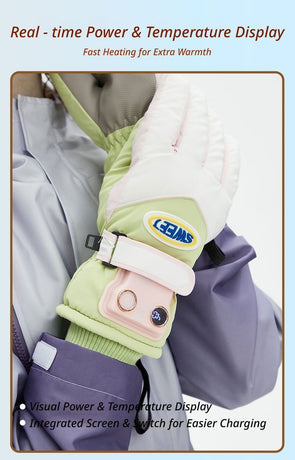 Windproof Water-Repellent Self-Heating Fleece Gloves Light Green