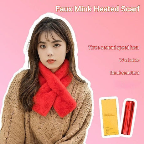 Winter Imitation Rabbit Fur USB Heated Scarf Beige-Gift Box Edition