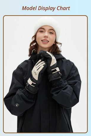 Winter Self-Heating Windproof Touchscreen Gloves-Beige Black