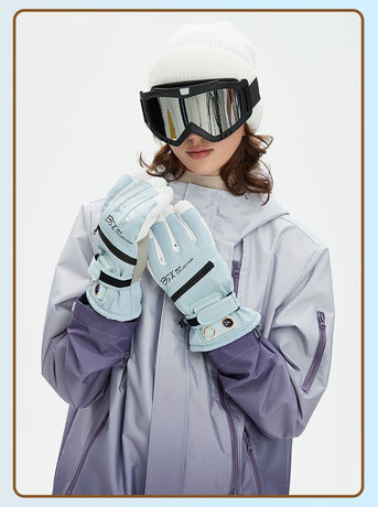 Winter Self-Heating Windproof Touchscreen Gloves-Beige Black