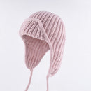 Women Plain Aviator Hat with Earflaps Black
