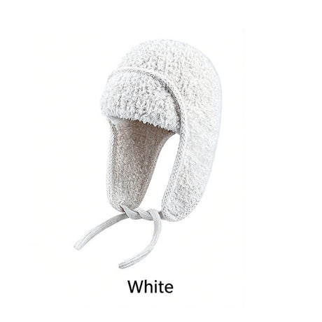 Women Sherpa Aviator Beanie - Warm Earflap Knit Hat Blue