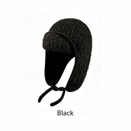 Women Sherpa Aviator Beanie - Warm Earflap Knit Hat Dark Coffee
